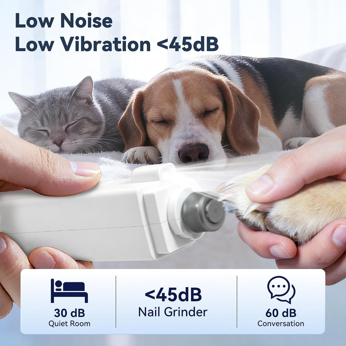 2-in-1 Quiet Electric Pet Nail Clipper & Grinder with Light for Dogs Cats