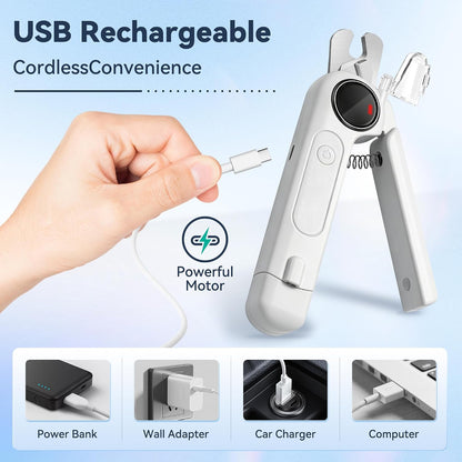 2-in-1 Quiet Electric Pet Nail Clipper & Grinder with Light for Dogs Cats