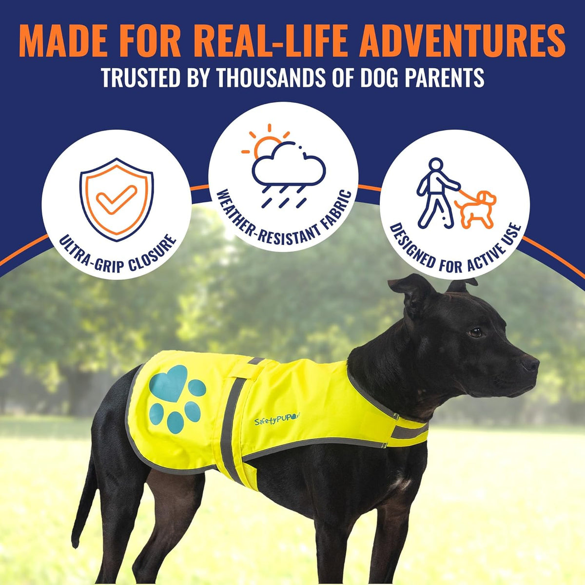 Reflective Dog Vest, Hi Vis Safety Gear for Low-Light Morning & Night Walks