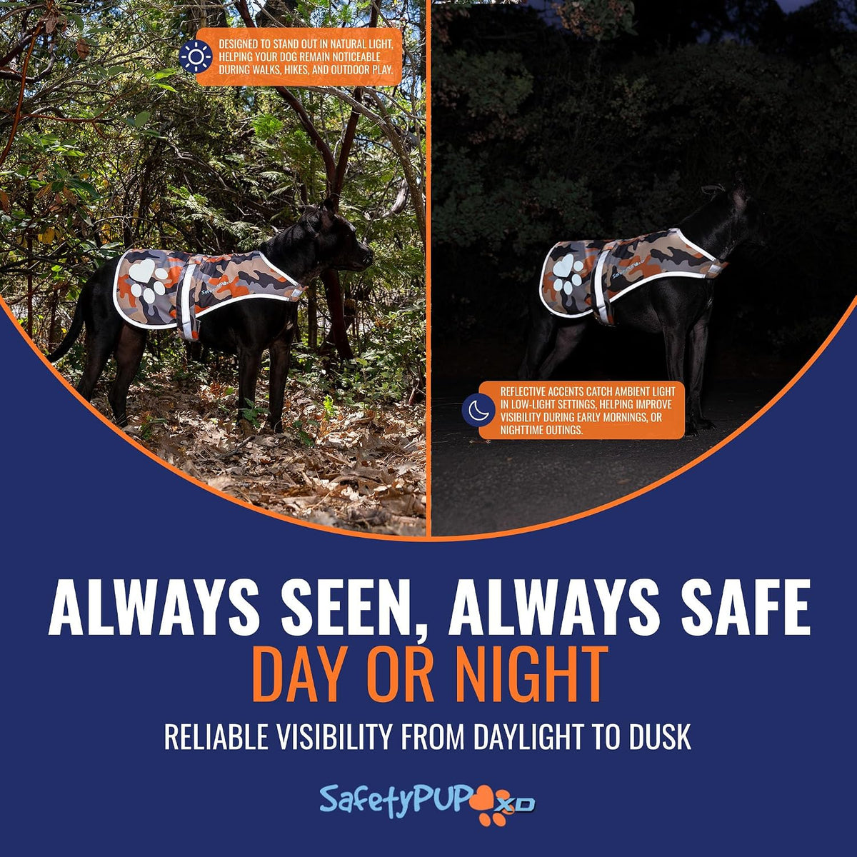 Reflective Dog Vest, Hi Vis Safety Gear for Low-Light Morning & Night Walks