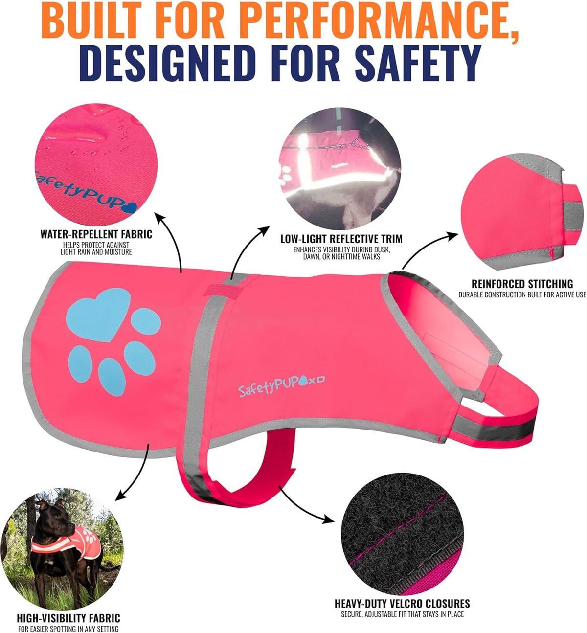 Reflective Dog Vest, Hi Vis Safety Gear for Low-Light Morning & Night Walks