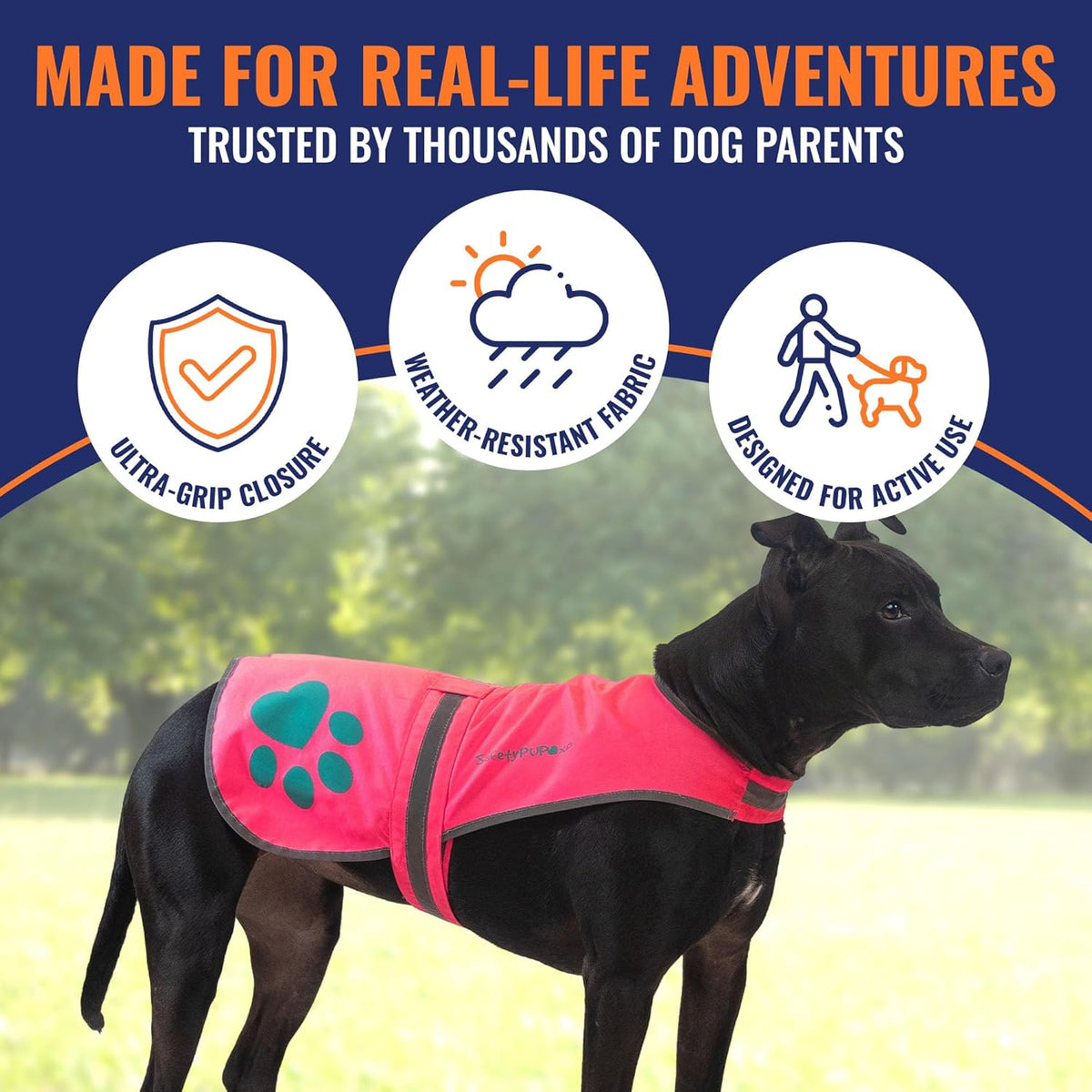 Reflective Dog Vest, Hi Vis Safety Gear for Low-Light Morning & Night Walks