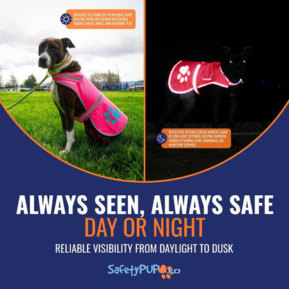 Reflective Dog Vest, Hi Vis Safety Gear for Low-Light Morning & Night Walks