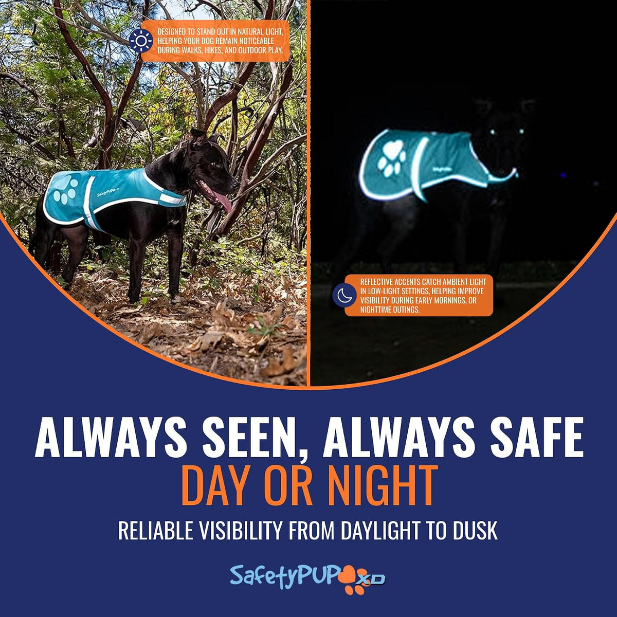 Reflective Dog Vest, Hi Vis Safety Gear for Low-Light Morning & Night Walks