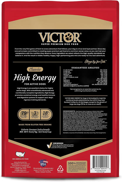 High Energy Dry Dog Food - Gluten Free Active Canine Kibble, 5 lb