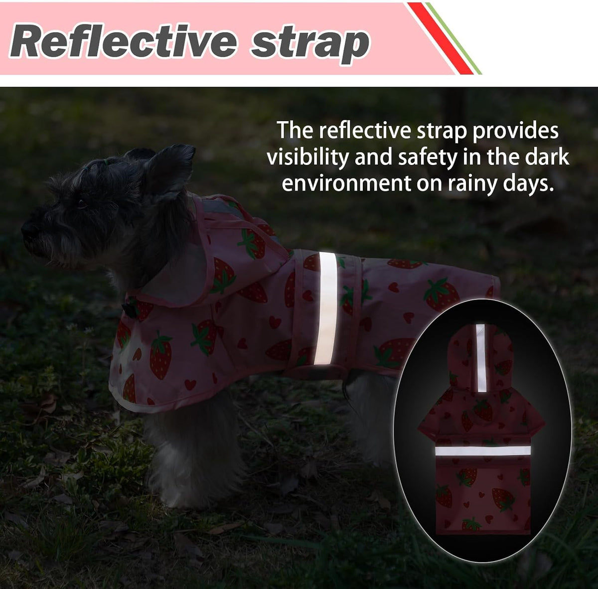 Dog Raincoat Hooded Slicker Poncho with Leash Hole, Raincoat for Small Medium Dogs, Waterproof Doggie Rain Jacket with Reflective Strip, Adjustable Lightweight Puppy Rainwear, Pink S