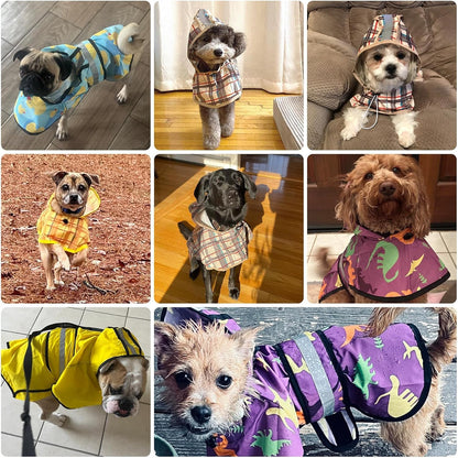 Dog Raincoat Hooded Slicker Poncho with Leash Hole, Raincoat for Small Medium Dogs, Waterproof Doggie Rain Jacket with Reflective Strip, Adjustable Lightweight Puppy Rainwear, Pink S