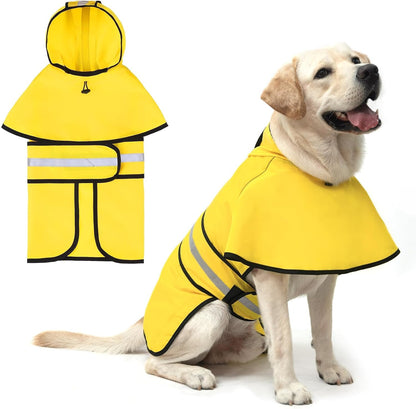 Dog Raincoat Hooded Slicker Poncho with Leash Hole, Raincoat for Small Medium Dogs, Waterproof Doggie Rain Jacket with Reflective Strip, Adjustable Lightweight Puppy Rainwear, Pink S