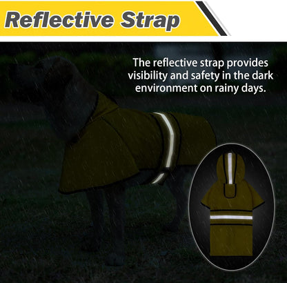 Dog Raincoat Hooded Slicker Poncho with Leash Hole, Raincoat for Small Medium Dogs, Waterproof Doggie Rain Jacket with Reflective Strip, Adjustable Lightweight Puppy Rainwear, Pink S