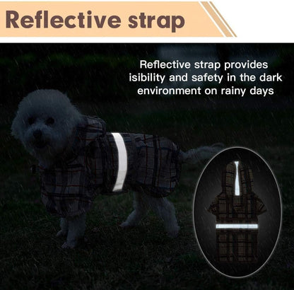 Dog Raincoat Hooded Slicker Poncho with Leash Hole, Raincoat for Small Medium Dogs, Waterproof Doggie Rain Jacket with Reflective Strip, Adjustable Lightweight Puppy Rainwear, Pink S