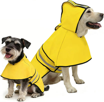 Dog Raincoat Hooded Slicker Poncho with Leash Hole, Raincoat for Small Medium Dogs, Waterproof Doggie Rain Jacket with Reflective Strip, Adjustable Lightweight Puppy Rainwear, Pink S