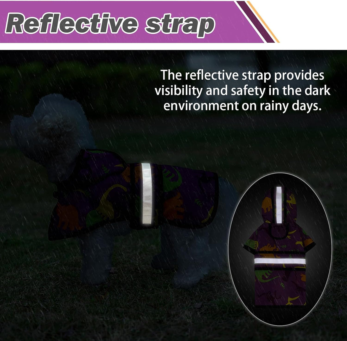 Dog Raincoat Hooded Slicker Poncho with Leash Hole, Raincoat for Small Medium Dogs, Waterproof Doggie Rain Jacket with Reflective Strip, Adjustable Lightweight Puppy Rainwear, Pink S