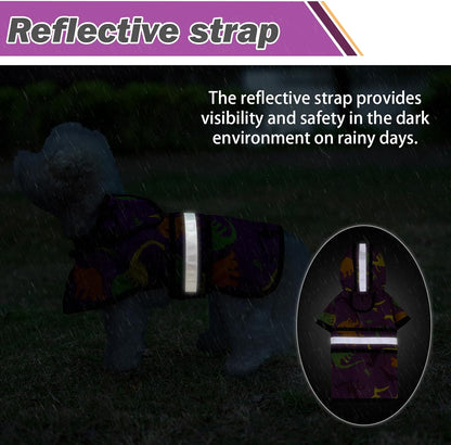 Dog Raincoat Hooded Slicker Poncho with Leash Hole, Raincoat for Small Medium Dogs, Waterproof Doggie Rain Jacket with Reflective Strip, Adjustable Lightweight Puppy Rainwear, Pink S