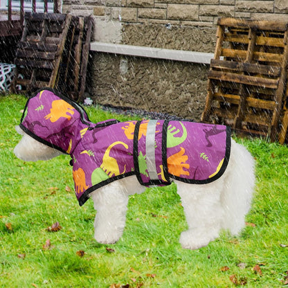 Dog Raincoat Hooded Slicker Poncho with Leash Hole, Raincoat for Small Medium Dogs, Waterproof Doggie Rain Jacket with Reflective Strip, Adjustable Lightweight Puppy Rainwear, Pink S
