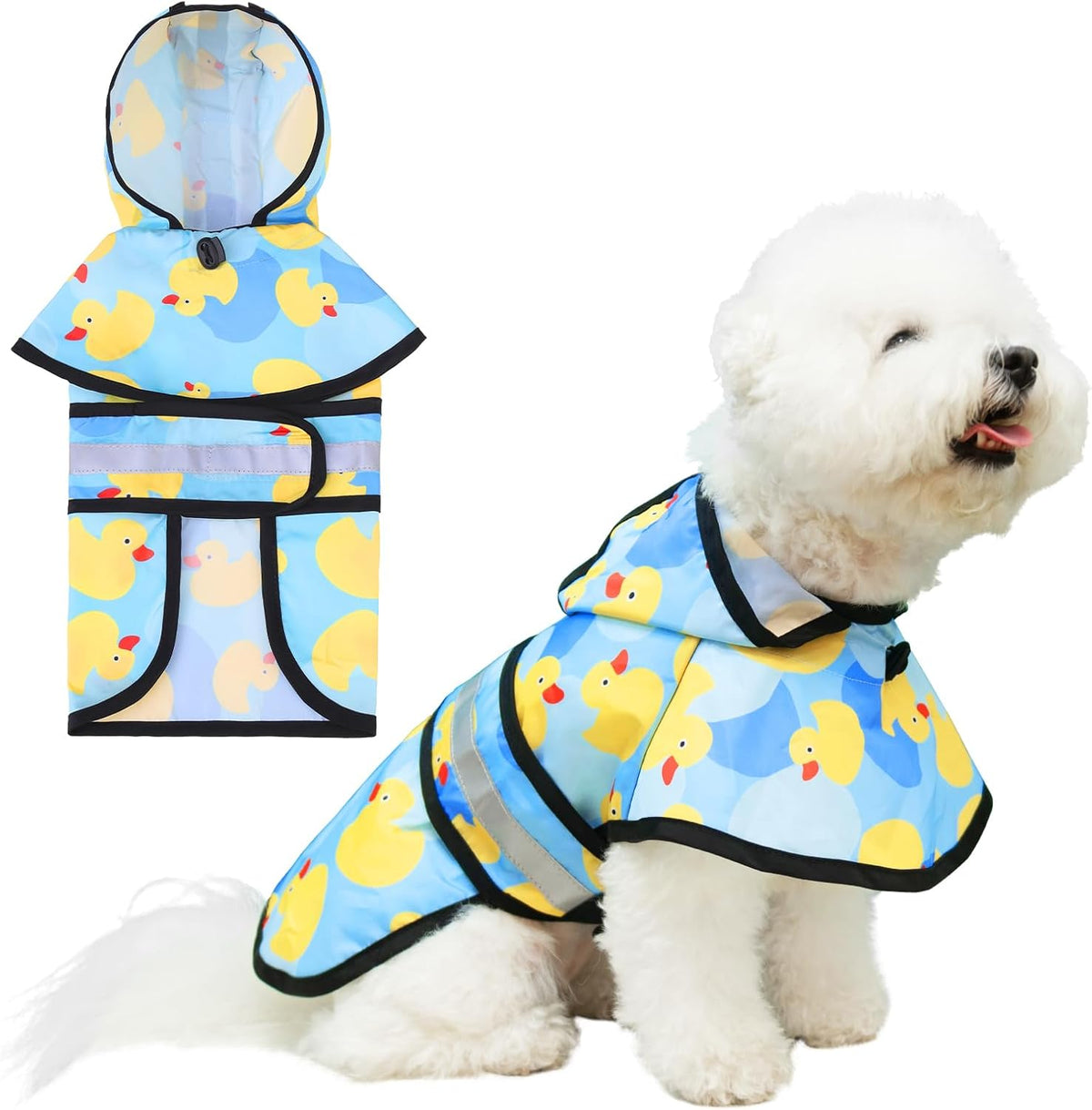 Dog Raincoat Hooded Slicker Poncho with Leash Hole, Raincoat for Small Medium Dogs, Waterproof Doggie Rain Jacket with Reflective Strip, Adjustable Lightweight Puppy Rainwear, Pink S