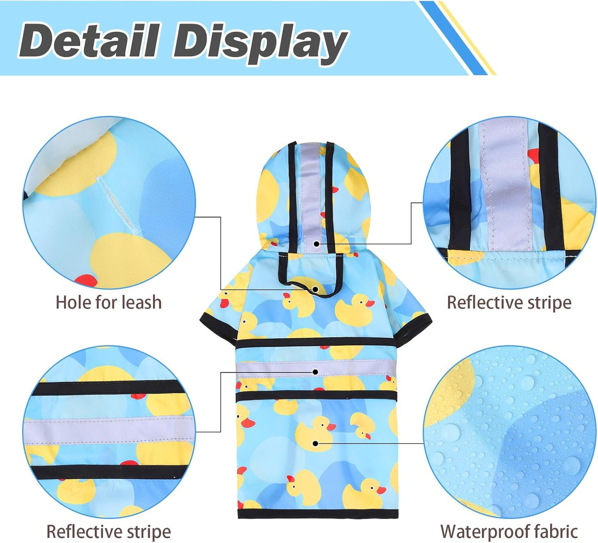 Dog Raincoat Hooded Slicker Poncho with Leash Hole, Raincoat for Small Medium Dogs, Waterproof Doggie Rain Jacket with Reflective Strip, Adjustable Lightweight Puppy Rainwear, Pink S
