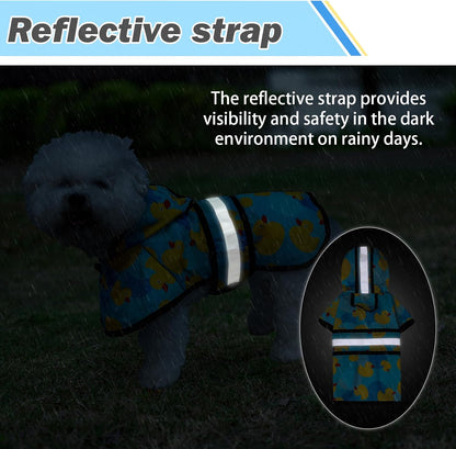 Dog Raincoat Hooded Slicker Poncho with Leash Hole, Raincoat for Small Medium Dogs, Waterproof Doggie Rain Jacket with Reflective Strip, Adjustable Lightweight Puppy Rainwear, Pink S