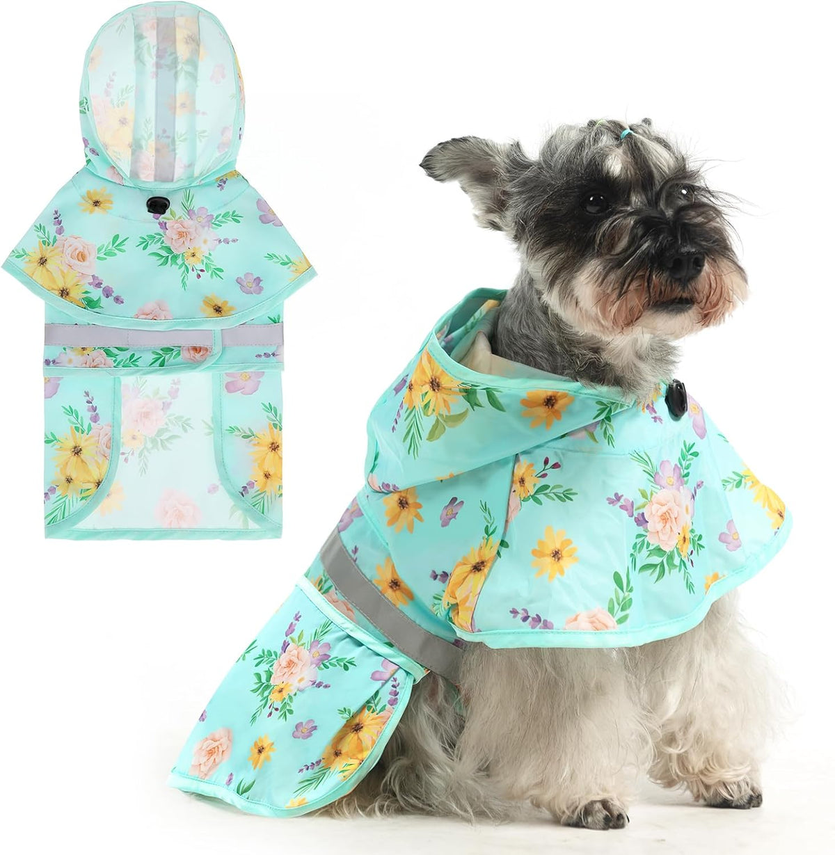 Dog Raincoat Hooded Slicker Poncho with Leash Hole, Raincoat for Small Medium Dogs, Waterproof Doggie Rain Jacket with Reflective Strip, Adjustable Lightweight Puppy Rainwear, Pink S