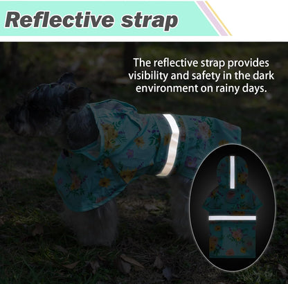 Dog Raincoat Hooded Slicker Poncho with Leash Hole, Raincoat for Small Medium Dogs, Waterproof Doggie Rain Jacket with Reflective Strip, Adjustable Lightweight Puppy Rainwear, Pink S