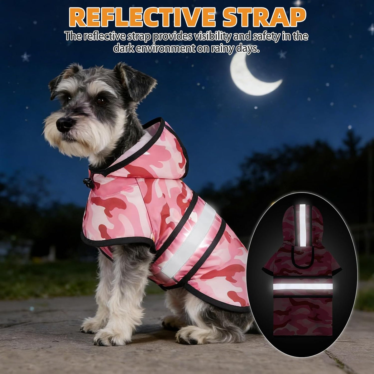 Dog Raincoat Hooded Slicker Poncho with Leash Hole, Raincoat for Small Medium Dogs, Waterproof Doggie Rain Jacket with Reflective Strip, Adjustable Lightweight Puppy Rainwear, Pink S