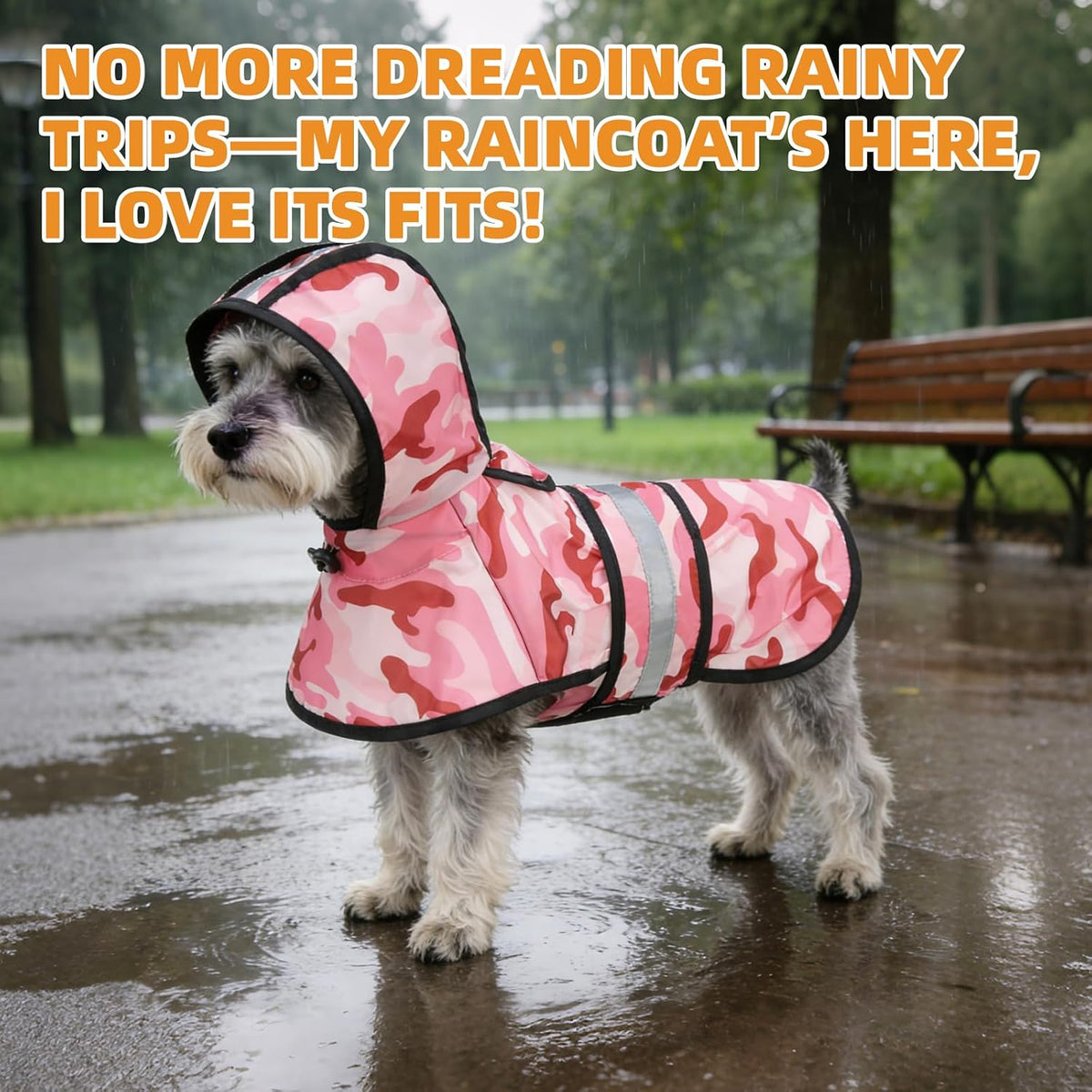 Dog Raincoat Hooded Slicker Poncho with Leash Hole, Raincoat for Small Medium Dogs, Waterproof Doggie Rain Jacket with Reflective Strip, Adjustable Lightweight Puppy Rainwear, Pink S