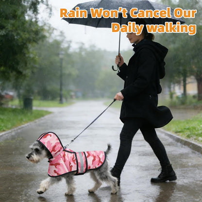 Dog Raincoat Hooded Slicker Poncho with Leash Hole, Raincoat for Small Medium Dogs, Waterproof Doggie Rain Jacket with Reflective Strip, Adjustable Lightweight Puppy Rainwear, Pink S