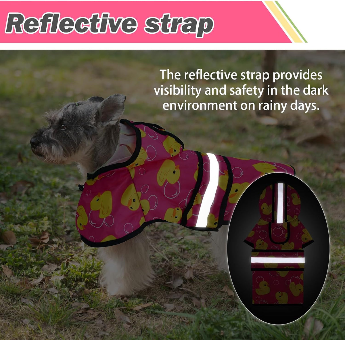 Dog Raincoat Hooded Slicker Poncho with Leash Hole, Raincoat for Small Medium Dogs, Waterproof Doggie Rain Jacket with Reflective Strip, Adjustable Lightweight Puppy Rainwear, Pink S