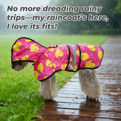 Dog Raincoat Hooded Slicker Poncho with Leash Hole, Raincoat for Small Medium Dogs, Waterproof Doggie Rain Jacket with Reflective Strip, Adjustable Lightweight Puppy Rainwear, Pink S