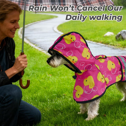 Dog Raincoat Hooded Slicker Poncho with Leash Hole, Raincoat for Small Medium Dogs, Waterproof Doggie Rain Jacket with Reflective Strip, Adjustable Lightweight Puppy Rainwear, Pink S