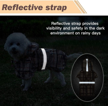 Dog Raincoat Hooded Slicker Poncho with Leash Hole, Raincoat for Small Medium Dogs, Waterproof Doggie Rain Jacket with Reflective Strip, Adjustable Lightweight Puppy Rainwear, Pink S