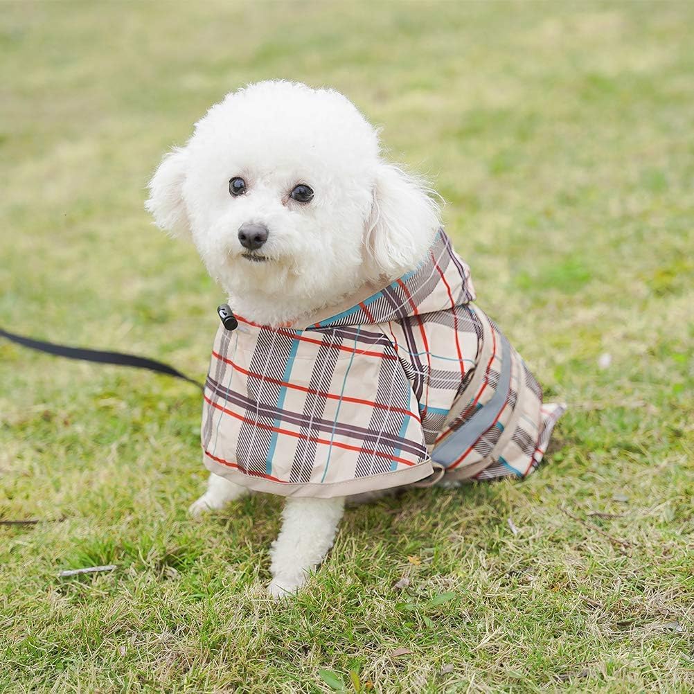 Dog Raincoat Hooded Slicker Poncho with Leash Hole, Raincoat for Small Medium Dogs, Waterproof Doggie Rain Jacket with Reflective Strip, Adjustable Lightweight Puppy Rainwear, Pink S