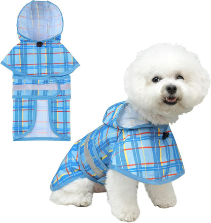 Dog Raincoat Hooded Slicker Poncho with Leash Hole, Raincoat for Small Medium Dogs, Waterproof Doggie Rain Jacket with Reflective Strip, Adjustable Lightweight Puppy Rainwear, Pink S