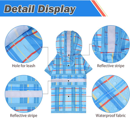 Dog Raincoat Hooded Slicker Poncho with Leash Hole, Raincoat for Small Medium Dogs, Waterproof Doggie Rain Jacket with Reflective Strip, Adjustable Lightweight Puppy Rainwear, Pink S
