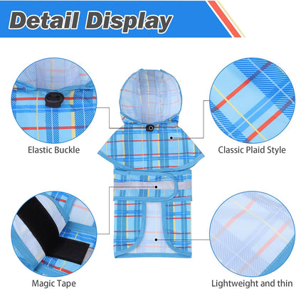 Dog Raincoat Hooded Slicker Poncho with Leash Hole, Raincoat for Small Medium Dogs, Waterproof Doggie Rain Jacket with Reflective Strip, Adjustable Lightweight Puppy Rainwear, Pink S