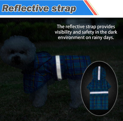 Dog Raincoat Hooded Slicker Poncho with Leash Hole, Raincoat for Small Medium Dogs, Waterproof Doggie Rain Jacket with Reflective Strip, Adjustable Lightweight Puppy Rainwear, Pink S
