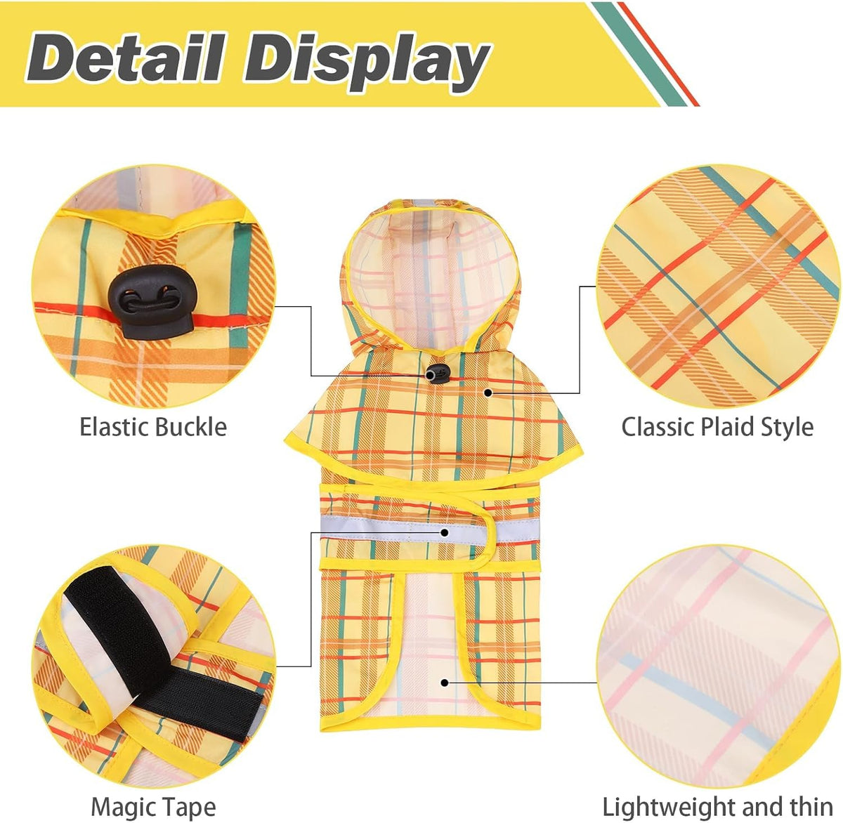 Dog Raincoat Hooded Slicker Poncho with Leash Hole, Raincoat for Small Medium Dogs, Waterproof Doggie Rain Jacket with Reflective Strip, Adjustable Lightweight Puppy Rainwear, Pink S