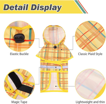 Dog Raincoat Hooded Slicker Poncho with Leash Hole, Raincoat for Small Medium Dogs, Waterproof Doggie Rain Jacket with Reflective Strip, Adjustable Lightweight Puppy Rainwear, Pink S