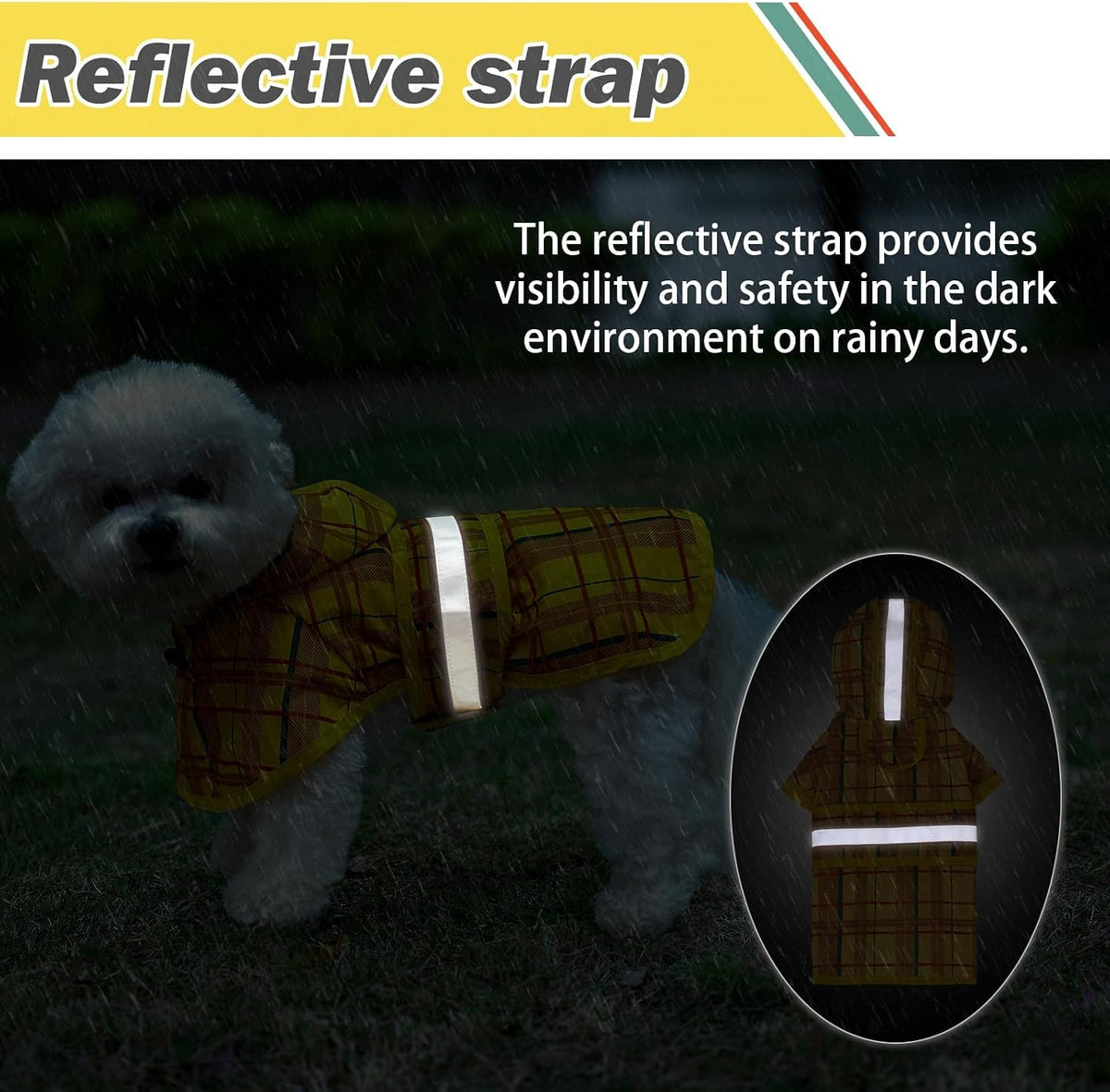 Dog Raincoat Hooded Slicker Poncho with Leash Hole, Raincoat for Small Medium Dogs, Waterproof Doggie Rain Jacket with Reflective Strip, Adjustable Lightweight Puppy Rainwear, Pink S