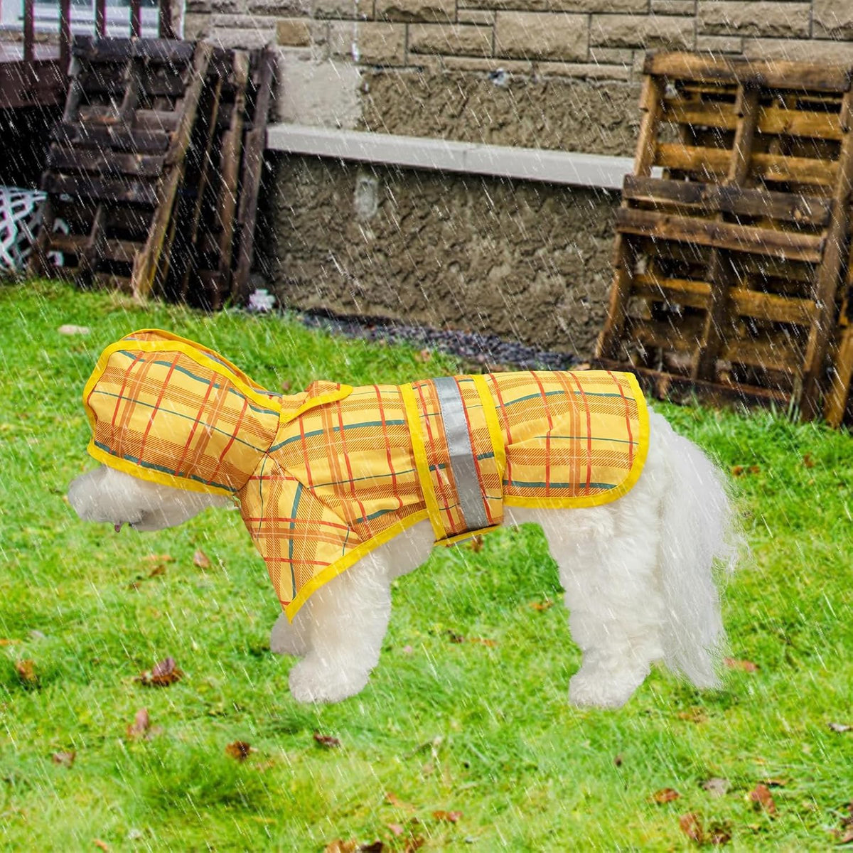 Dog Raincoat Hooded Slicker Poncho with Leash Hole, Raincoat for Small Medium Dogs, Waterproof Doggie Rain Jacket with Reflective Strip, Adjustable Lightweight Puppy Rainwear, Pink S