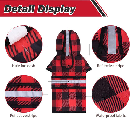 Dog Raincoat Hooded Slicker Poncho with Leash Hole, Raincoat for Small Medium Dogs, Waterproof Doggie Rain Jacket with Reflective Strip, Adjustable Lightweight Puppy Rainwear, Pink S