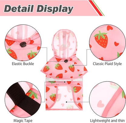 Dog Raincoat Hooded Slicker Poncho with Leash Hole, Raincoat for Small Medium Dogs, Waterproof Doggie Rain Jacket with Reflective Strip, Adjustable Lightweight Puppy Rainwear, Pink S