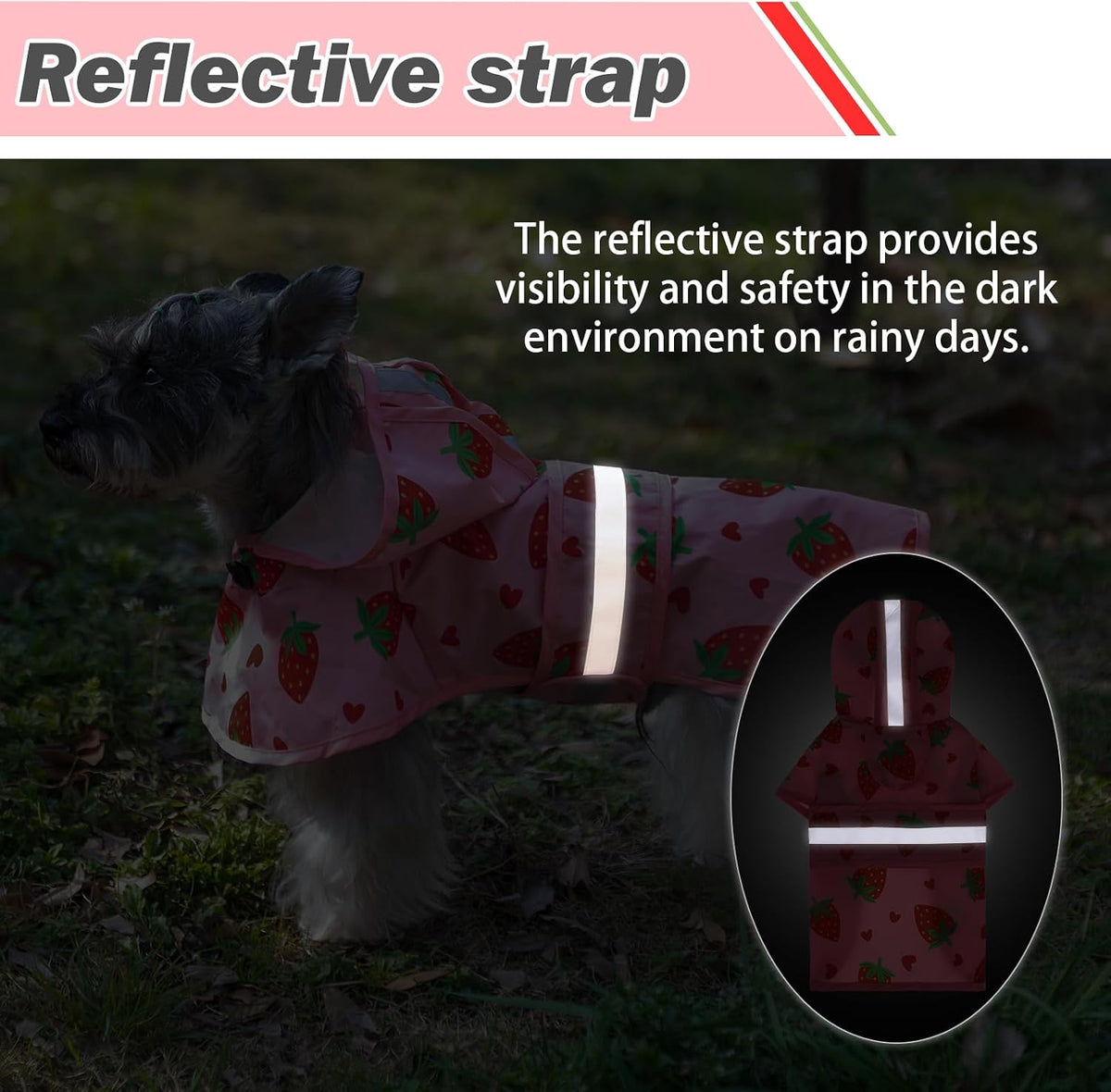 Dog Raincoat Hooded Slicker Poncho with Leash Hole, Raincoat for Small Medium Dogs, Waterproof Doggie Rain Jacket with Reflective Strip, Adjustable Lightweight Puppy Rainwear, Pink S