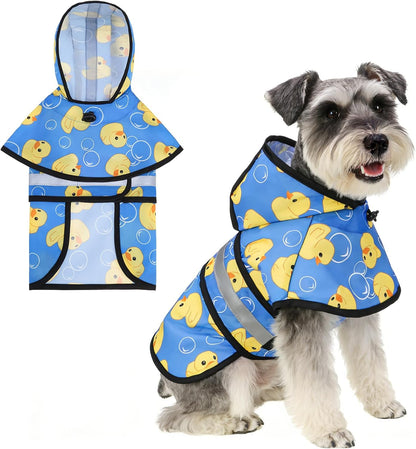 Dog Raincoat Hooded Slicker Poncho with Leash Hole, Raincoat for Small Medium Dogs, Waterproof Doggie Rain Jacket with Reflective Strip, Adjustable Lightweight Puppy Rainwear, Pink S