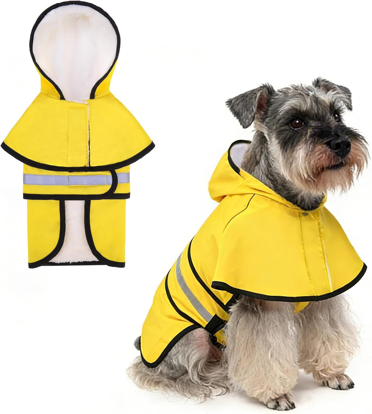Dog Raincoat Hooded Slicker Poncho with Leash Hole, Raincoat for Small Medium Dogs, Waterproof Doggie Rain Jacket with Reflective Strip, Adjustable Lightweight Puppy Rainwear, Pink S