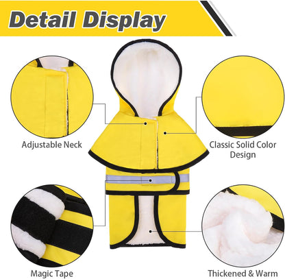 Dog Raincoat Hooded Slicker Poncho with Leash Hole, Raincoat for Small Medium Dogs, Waterproof Doggie Rain Jacket with Reflective Strip, Adjustable Lightweight Puppy Rainwear, Pink S