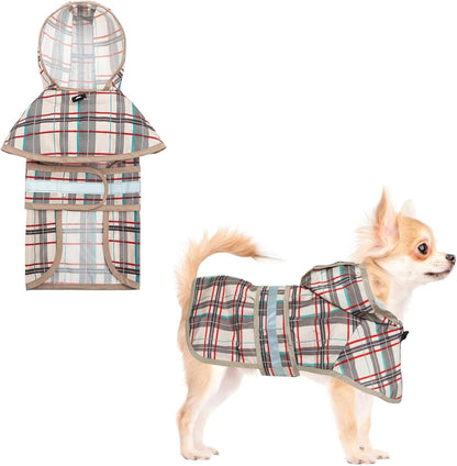 Dog Raincoat Hooded Slicker Poncho with Leash Hole, Raincoat for Small Medium Dogs, Waterproof Doggie Rain Jacket with Reflective Strip, Adjustable Lightweight Puppy Rainwear, Pink S