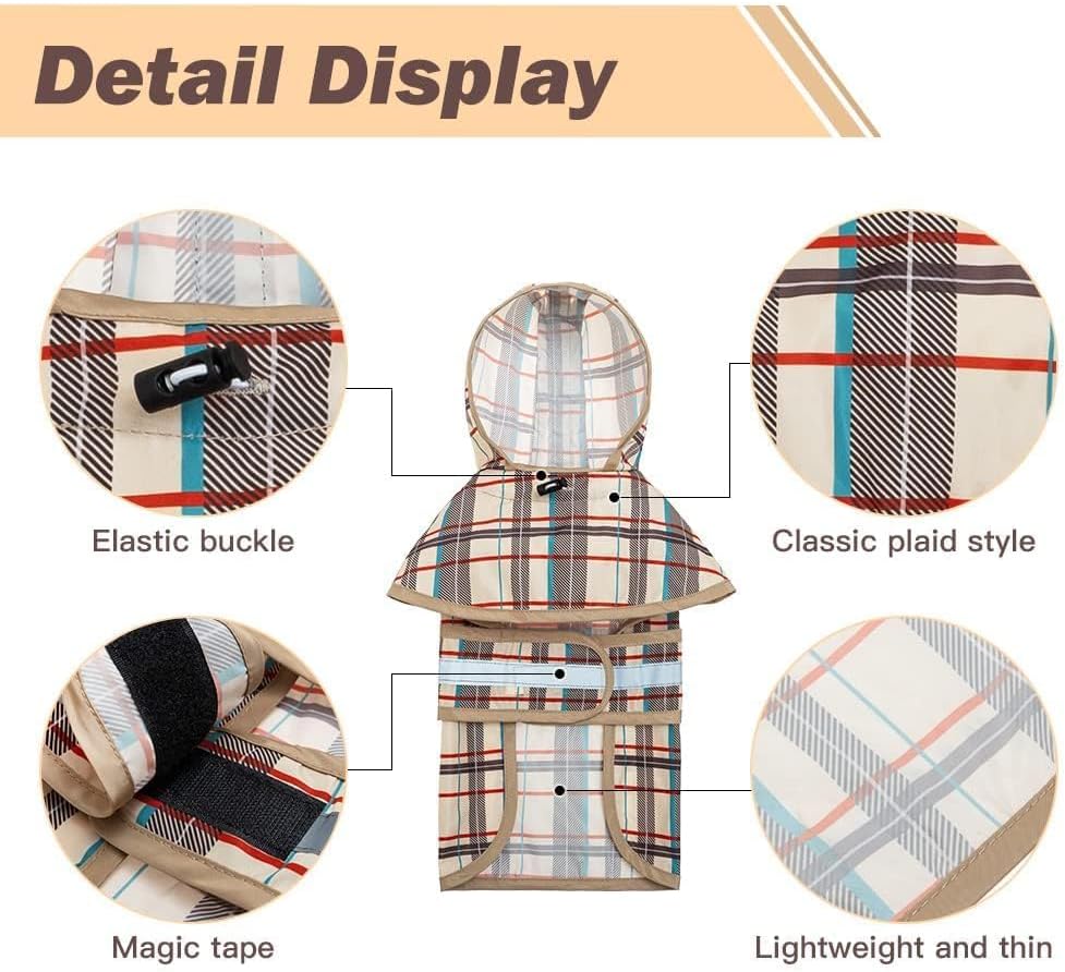 Dog Raincoat Hooded Slicker Poncho with Leash Hole, Raincoat for Small Medium Dogs, Waterproof Doggie Rain Jacket with Reflective Strip, Adjustable Lightweight Puppy Rainwear, Pink S