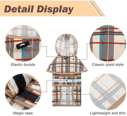 Dog Raincoat Hooded Slicker Poncho with Leash Hole, Raincoat for Small Medium Dogs, Waterproof Doggie Rain Jacket with Reflective Strip, Adjustable Lightweight Puppy Rainwear, Pink S