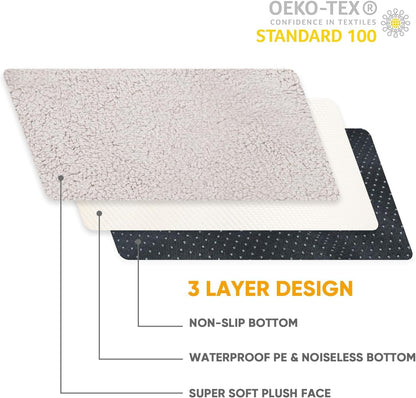Waterproof Dog Bed Covers Replacement Washable, Pet Bed Cover Only | Removable Machine-Washable Soft Plush Cover in Easy-Clean, Non-Slip Bottom, Zipper Closure, 35x22x3 Inches, Grey