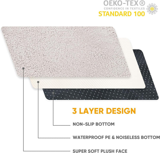 Waterproof Dog Bed Covers Replacement Washable, Pet Bed Cover Only | Removable Machine-Washable Soft Plush Cover in Easy-Clean, Non-Slip Bottom, Zipper Closure, 35x22x3 Inches, Grey